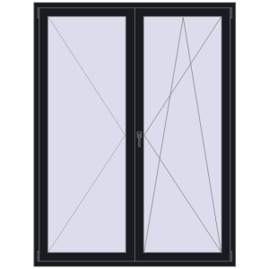In den Warenkorb Balkontüren 1600x2100 mm BALCONY DOOR REHAU EURO 70 BLACK_COOL_110L-2 beidseitig