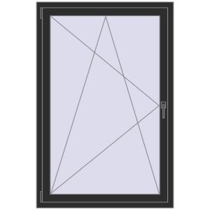 In den Warenkorb Kipp und Drehfenster 1000x1500 mm KORSA OPTIMUM REHAU EURO 70 BLACK_STRUCTURAL beidseitig