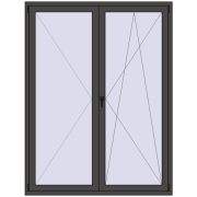 Balkontüren 1600x2100 mm BALCONY DOOR REHAU EURO 70 BASALT_GREY beidseitig