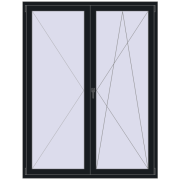 Balkontüren 1600x2100 mm BALCONY DOOR REHAU EURO 70 BLACK_COOL_110L-2 beidseitig
