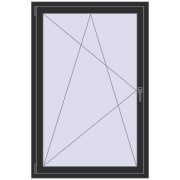 Kipp und Drehfenster 1000x1500 mm KORSA OPTIMUM REHAU EURO 70 ANTHRACITE_GREY_GLATT beidseitig